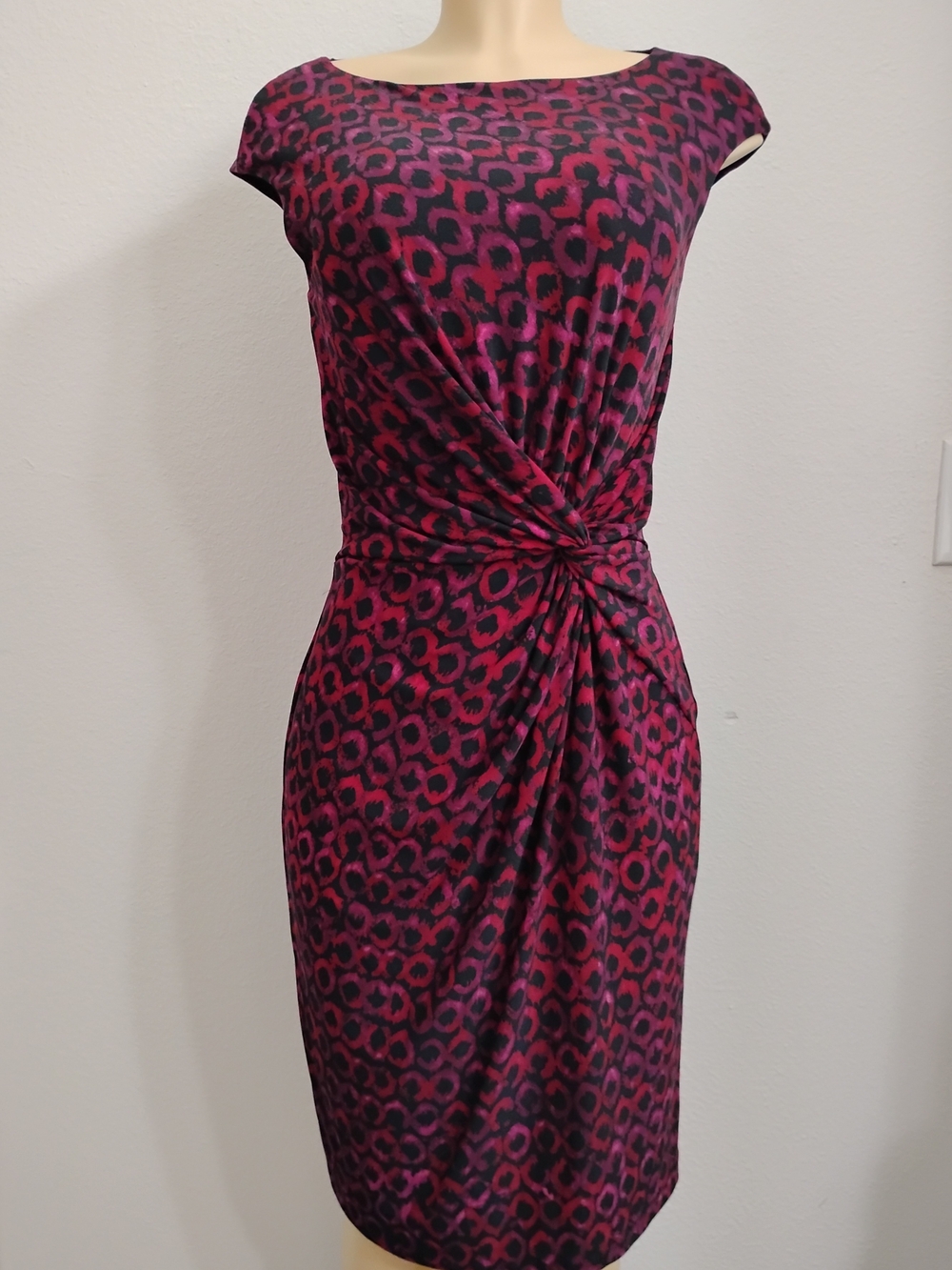 Lauren Ralph Lauren Women's Printed Sheath Dress Twisted Front Size 10
